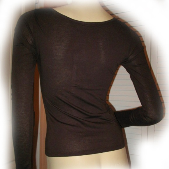 NEW Womens Long Sleeve Gold Sequin Embellished Top T-Shirt Tee sz XL Dark Brown - Picture 6 of 6